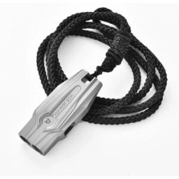INF Sifflet de survie en alliage de titane avec cordon - Sifflet EDC double-tube haute fréquence pour secours d'urgence