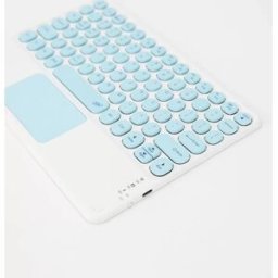 INF Clavier Bluetooth avec Touches Rondes et Pavé Tactile - Compatible avec iPad, Tablettes et Smartphones Bleu