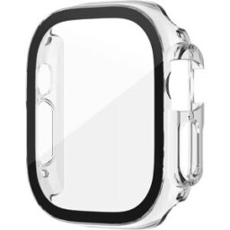 INF Coque de protection transparente en PC et verre trempé compatible avec Apple Watch 45mm Series 7-9 avec bouton