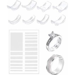 INF Ensemble de 8 ajusteurs de taille de bague invisibles en spirale avec tampon antidérapant EVA blanc - Inserts transparents