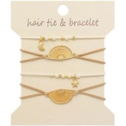 INF Bracelet Élastique pour Cheveux Éventail Or Perle Élégant pour Femmes