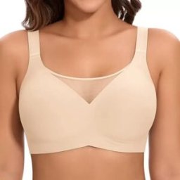 INF Soutien-gorge Push-Up Sans Armatures avec Bonnets 3D - Confort Idéal pour les Grandes Tailles Beige