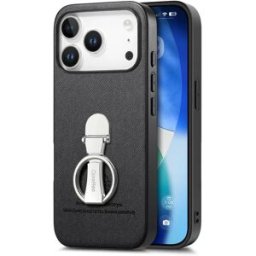 INF Étui en cuir PU noir compatible avec iPhone 17 avec support rotatif à 360°