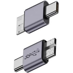 INF Lot de 2 adaptateurs USB Type-C mâle vers Micro B mâle - Convertisseur en alliage d'aluminium
