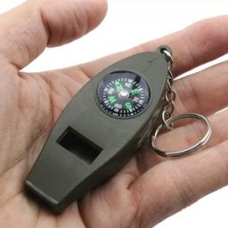 INF Sifflet d'urgence 4 en 1 avec allume-feu, boussole et thermomètre