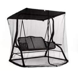 INF Moustiquaire extérieure pour balançoire double 125x155x200cm - Canopée polyester noire pour jardin, patio et chaises