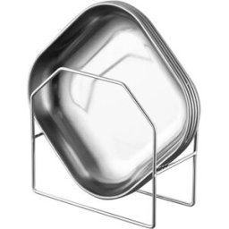 INF Ensemble 3 pièces Assiettes en Acier Inoxydable avec Support - Assiettes Empilables Argentées pour Fruits, Desserts et