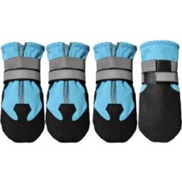 INF Chaussures d'extérieur pour animaux Pack de 4 – Bottines antidérapantes en spandex avec élastique réglable et Velcro, Bleu L