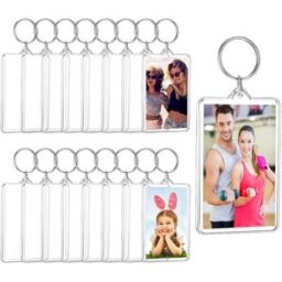 INF Porte-clés cadre photo rectangulaire 7.6x5.6cm 10 pièces - Fermoir en alliage de zinc, Cadre plastique transparent