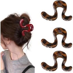 INF Pack de 3 pinces à cheveux géométriques à motif ondulé – PC polycarbonate antidérapant, légères pour usage quotidien café
