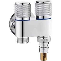 INF Vanne d'arrêt lave-linge double commande, connecteur 1-en-2 sortie en acier inoxydable avec robinets indépendants Argent