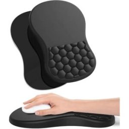 INF Tapis de souris ergonomique avec repose-poignet en mousse à mémoire, base PU antidérapante et surface en tissu - Noir, 31cm