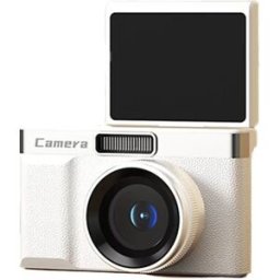 INF Appareil Photo Numérique Rétro à Double Objectif Haute Résolution avec Zoom Optique 5x et Écran LCD 2,4" Blanc