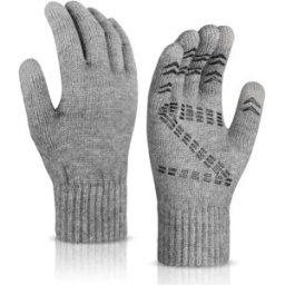 INF Gants Tricotés Chauds - Compatibles Écran Tactile, Mélange de Laine Antidérapant Gris