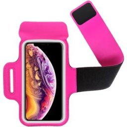 INF Brassard pour téléphone en néoprène résistant à la transpiration, compatible avec les écrans tactiles de 5,5 à 6,5 pouces, Rose rouge