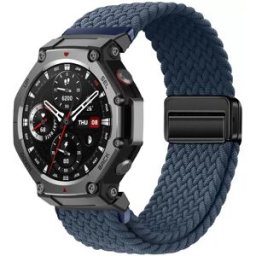 INF Bracelet de montre magnétique tressé élastique compatible avec Amazfit T-Rex 3 - Bracelet en nylon confortable Bleu
