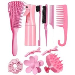 INF Ensemble de coiffure 11 pièces Peigne Pieuvre Rose - Volume et Massage