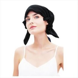 INF Bonnet de nuit en soie fin - Bonnet de sommeil en soie doux et respirant avec bande élastique pour protection des cheveux Le noir