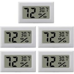 INF Mini hygromètres/thermomètres numériques, paquet de 5 Blanc