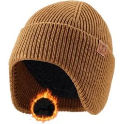 INF Bonnet Tricoté avec Oreillettes - Taille Unique : Chaleur et Protection Coupe-Vent pour l'Extérieur Marron