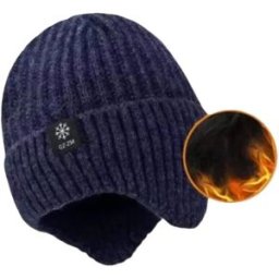 INF Bonnet d'hiver tricoté pour homme avec doublure en polaire et protection des oreilles - Chaud et coupe-vent Bleu marine