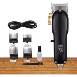 INF Tondeuse électrique avec lame auto-affûtante en acier inoxydable, réglage 4 niveaux, écran LCD et compatibilité 11V-240V Le noir