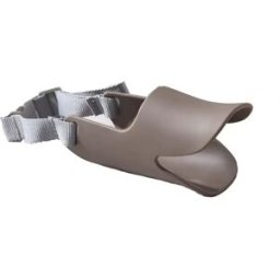 INF Muselière pour animal en silicone souple réglable - Bec de canard respirant anti-aboiement anti-morsure avec sangle nylon L café