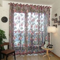 INF Rideau occultant à panneau unique à poche pour tringle - Voilage floral polyester pour salon, chambre, hôtel Violet