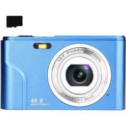 INF Appareil photo numérique compact DC311 avec carte TF 32 Go Bleu