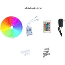 INF Ruban LED Néon RGB 10m - WiFi Dual Mode, Télécommande 24 Touches, Prise EU