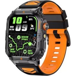INF Montre Intelligente Multifonctionnelle avec Suivi de Santé et Appels Bluetooth, compatible avec APPLE Noir + Orange