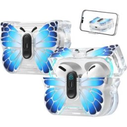 INF Étui de protection papillon en TPU compatible avec Apple AirPods 4 - Anti-rayures, anti-poussière Bleu