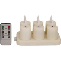 INF Ensemble de 6 bougies LED rechargeables sans flamme avec télécommande, lumière blanche chaude