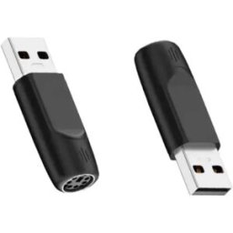 INF Adaptateur PS2 vers USB mâle (lot de 2) - Convertisseur USB vers PS2 en ABS noir pour clavier et souris