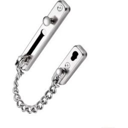 INF Verrou de porte intérieur - Serrure de sécurité à chaîne anti-vol sans perçage avec vis Argent