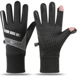 INF Gants de cyclisme d'hiver pour hommes : Thermiques, tactiles, coupe-vent et antidérapants pour sports de plein air Le noir