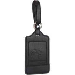 INF Étiquette de bagage en cuir PU, identifiant de sac de voyage personnalisé Le noir