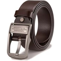 INF Ceinture en cuir PU pour homme avec boucle à ardillon - 120cm - Noire café