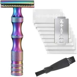 INF Kit de rasoir de sûreté en métal vintage avec 10 lames et brosse de nettoyage compatible avec Huawei, Samsung, APPLE, Garmin Multicolore