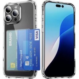 INF Coque Transparente en Acrylique avec Fente Latérale pour Cartes Compatible avec iPhone 16 Pro Max