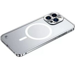 INF Élégante Coque de Téléphone Argentée à Cadre Magnétique avec Boucle Hippocampe Compatible avec iPhone 17 Pro