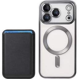 INF Ensemble de Coque Magnétique Noire Compatible avec iPhone 17 Air - Électroplaquée avec Film de Lentille & Porte-Cartes