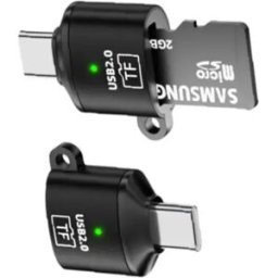 INF Adaptateur Type-C vers MicroSD (lot de 2) - Lecteur TF USB-C OTG, USB2.0 480mbps, Alliage d'aluminium + PVC, Compact Le noir