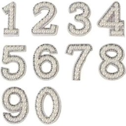 INF Autocollants chiffres strass perle synthétique blancs auto-adhésifs - Set de 10 pour personnalisation de coques de