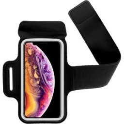 INF Brassard pour téléphone en néoprène résistant à la transpiration, compatible avec les écrans tactiles de 5,5 à 6,5 pouces, Le noir
