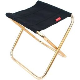 INF Tabouret pliant portable pour camping - Alliage d'aluminium 7075 et assise polyester, compact pour pêche et barbecue, noir