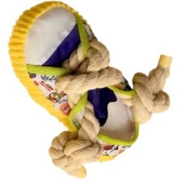 INF Jouet à mâcher pour chien en corde de coton jaune - Chaussure couinante interactive pour la dentition et le jeu