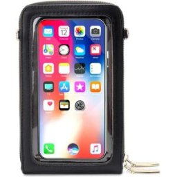 INF Pochette Téléphone Écran Tactile, Sac Téléphone en Cuir PU Fin Le noir