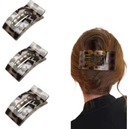 INF Lot de 3 pinces à cheveux carrées vintage léopard - PC, 9.5cm x 5cm x 3cm, ressort haute élasticité Blanc