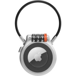 INF Boîtier antivol à combinaison pour AirTag - Coque couvrante en alliage de zinc avec câble en acier, compatible avec Apple Argent